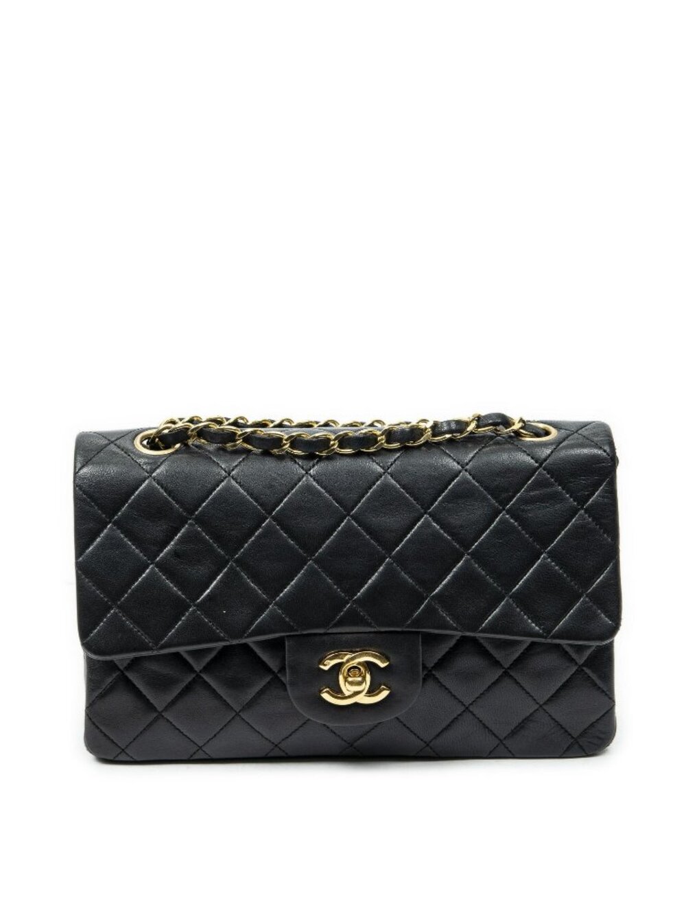 Chanel Quilted Double Flap Bag Black Lambskin Leather